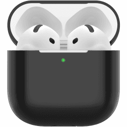 Nemteur Hülle für AirPods 4, Thin Schützende Silikon Case für AirPods 4th 2024 (USB-C) Skin Front LED Sichtbar Silicone Cover, Schwarz Angebot bei HelloDeals