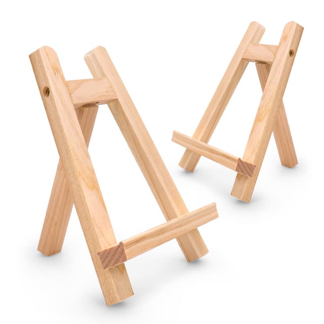 2 Stück Kleine Staffelei Holz,Staffelei klein,Faltbare Dreieck Staffeleien,Desktop Gemälde Kunstwerke Ausstellen für Bilder Hochzeit (Holzfarbe, 28 * 20) Holzfarbe 28*20cm