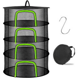 Coopache Trockennetz Kräuter Schwarz, 4-lagiges Kräutertrockner Hängend mit S-förmige Haken, Zipper Plant Drying Rack, Mesh Trockennetz für Pflanze, Fleisch, Blumen Angebot bei HelloDeals