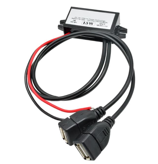 Heemol 12V auf USB,12V auf 5V USB-Adapter,Buck-Konverter-Modul 3A 15W DC auf DC Auto-Stromwandler Adapter (Dual USB) 1 Stück