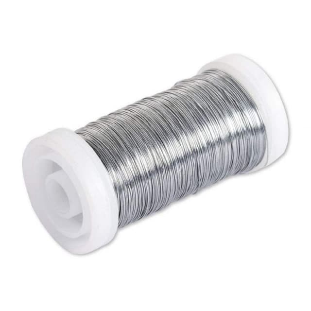 Rayher Blumendraht, silber, 0,35 mm ø, Spule 100 m, Material Eisen, verzinkt, nickelfrei, Basteldraht, Wickeldraht, 2425021