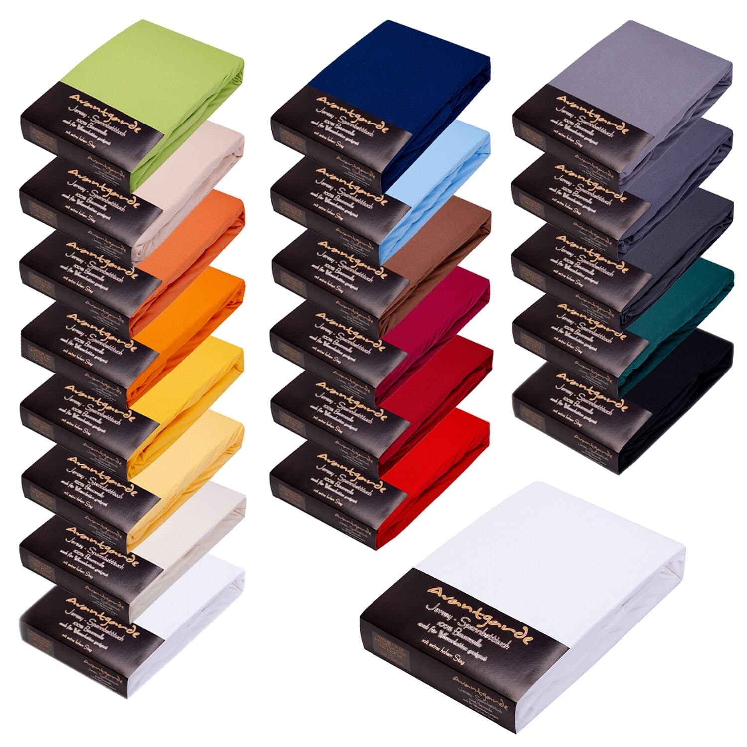 AVANTGARDE Premium Spannbettlaken 180x200cm - 200x220cm - 40 cm Steg - auch für Boxspringbett & Wasserbett - Spannbetttuch ca.170g/m² - Bettlaken 100% Jersey Baumwolle, Oeko-TEX (01 Weiß) Weiß 180 x 200 cm - 200 x 220 cm Angebot bei HelloDeals