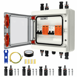 Überspannungsschutz PV, DC 40A/1000V Trennschalter, Blitzschutz Leitungsschutzschalter(2 in 2 Out), Solar PV Anschlusskasten IP65 Wasserdicht 2 String 40A 1000VDC Angebot bei HelloDeals