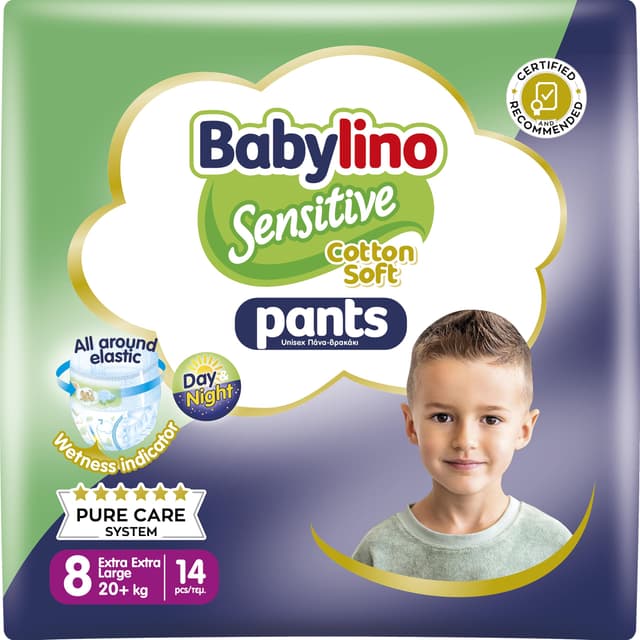 Babylino Sensitive Cotton Soft Windeln Größe 8, Pants XXL (20+ kg), 14 Stück Größe 8 (14 Stück)