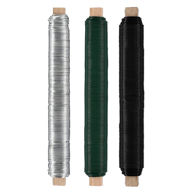 Nordstern Blumendraht Basteldraht Grün/Silber/Schwarz 3er Pack - Wickeldraht Ø 0,65 mm x 38 m Grün, Schwarz & Silber