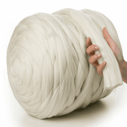 MeriWoolArt® XXL Merino Wolle Garn 100% Schurwolle (4-5cm Stärke), Extra Dicke Filzwolle für Trocken- & Nassfilzen, Armstricken, DIY Decke für Baby & Erwachsene – Weiß, 250g 250g Weiß
