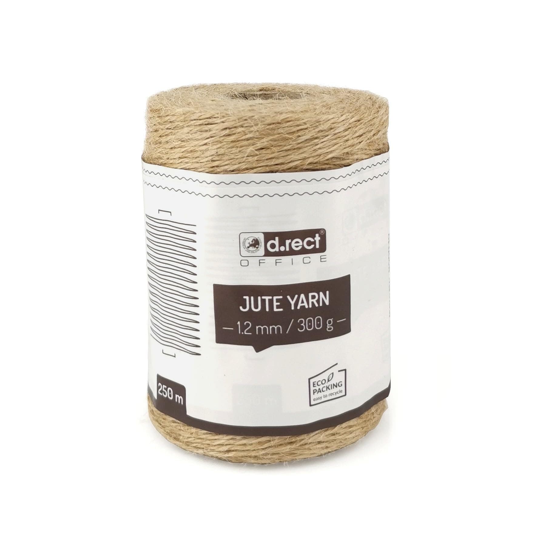 D.RECT 250m Jute-Schnur Natur Braun Jute-Kordel | Packschnur Geschenk-Band Bastelschnur Dekokordel | 1,2mm Dicke | Für: Verpackung, DIY Kunst-Handwerk, Floristik, Dekoration 1 Stück 250m