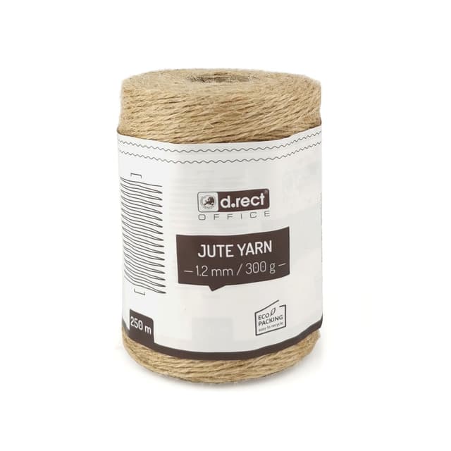 D.RECT 250m Jute-Schnur Natur Braun Jute-Kordel | Packschnur Geschenk-Band Bastelschnur Dekokordel | 1,2mm Dicke | Für: Verpackung, DIY Kunst-Handwerk, Floristik, Dekoration 1 Stück 250m