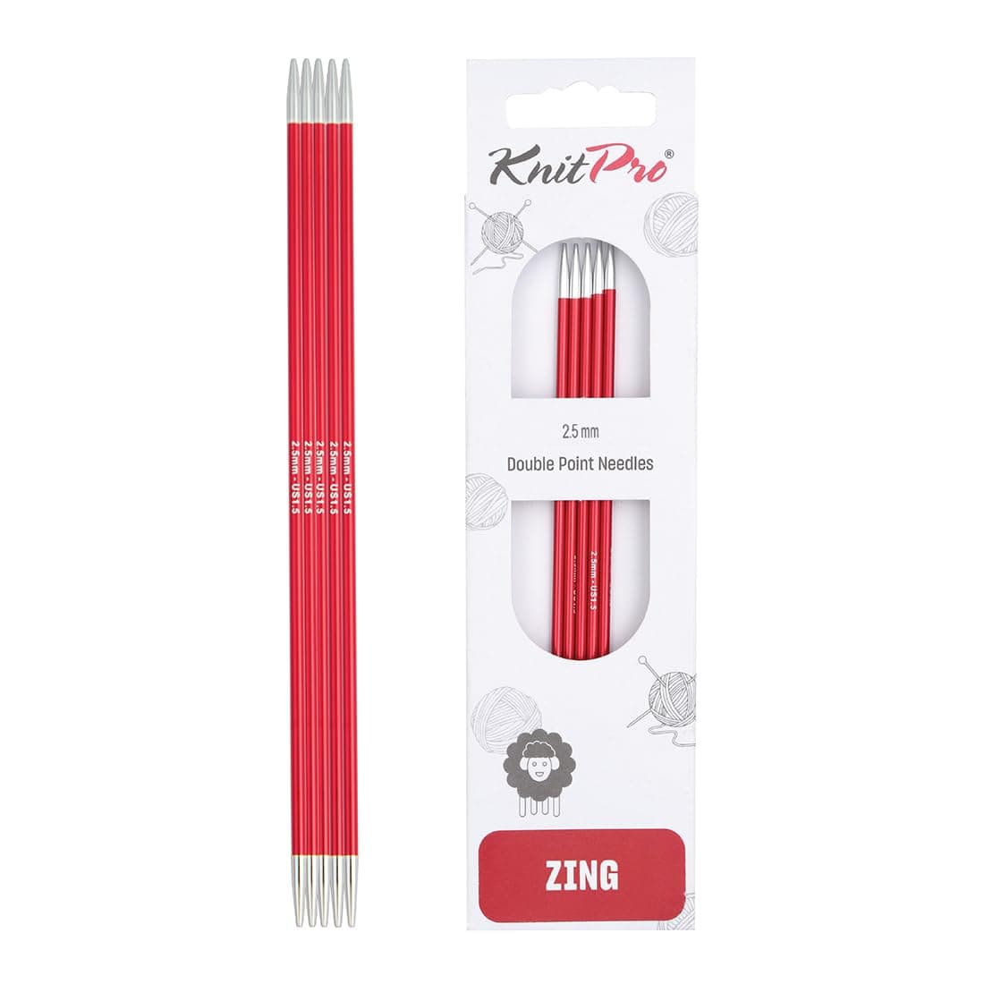 KnitPro Zing Nadelspiele 6" (15cm) | 2.5mm