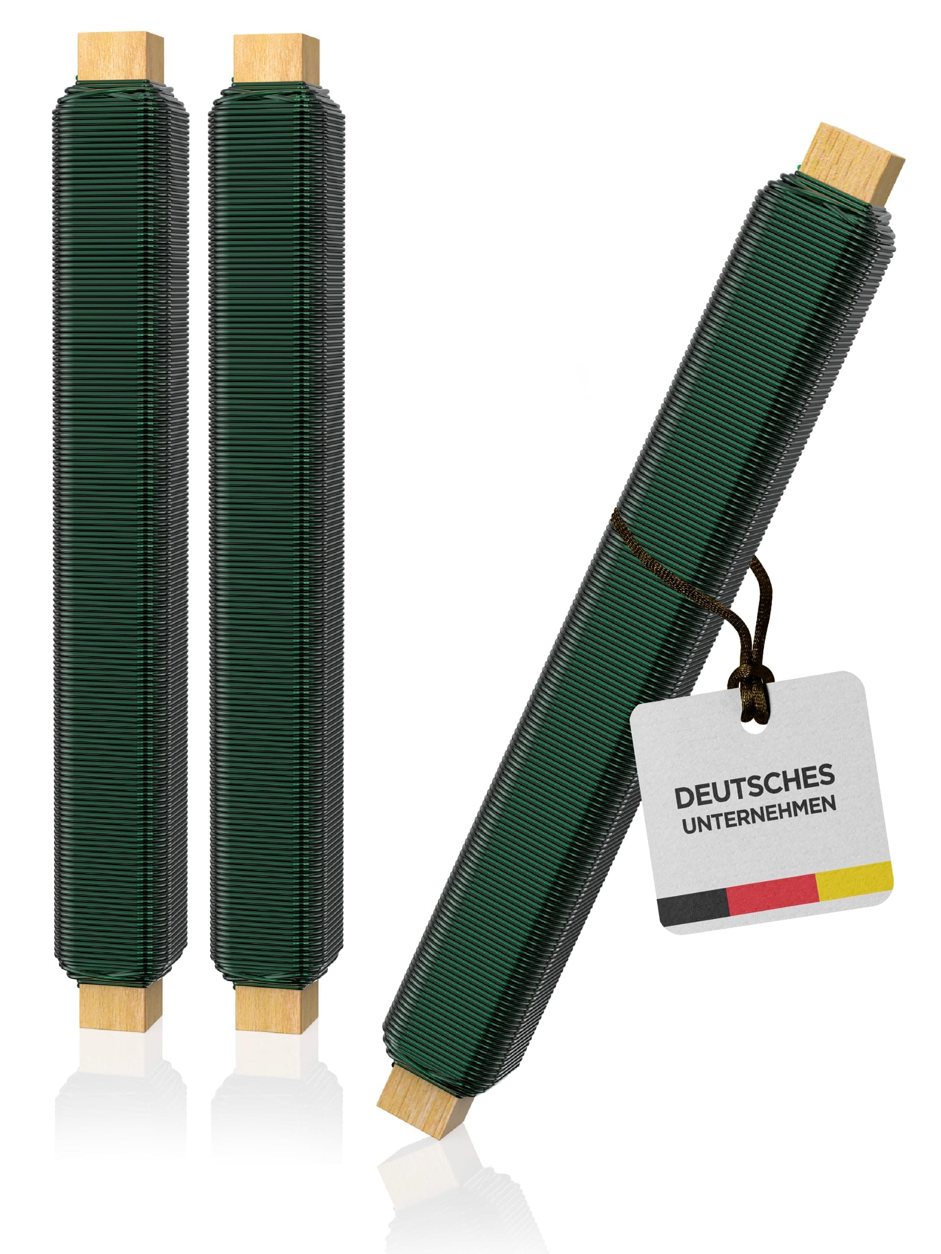 Talvani Basteldraht 3X | in grün Silber schwarz – Hochwertiger Blumendraht zum Basteln – Rostfreier Draht, DE Versand – Verbesserter Bindedraht für Pflanzen lackiert, Ø 0,65 mm | 38 m Grün 3er