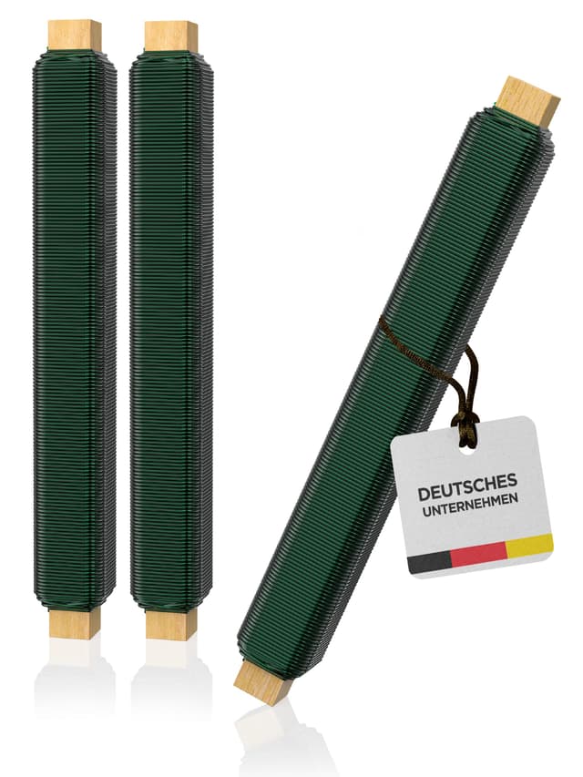 Talvani Basteldraht 3X | in grün Silber schwarz – Hochwertiger Blumendraht zum Basteln – Rostfreier Draht, DE Versand – Verbesserter Bindedraht für Pflanzen lackiert, Ø 0,65 mm | 38 m Grün 3er