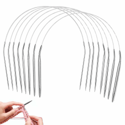 Metall Rundstricknadel 40cm,8 Stück Rund Stricknadeln Set 2mm/2.5mm/3mm/3.5mm/4mm/4.5mm/7mm/8mm,Stricknadeln Anfänger Set für Mützen,Socken,Handschuhen,Ärmel & Klein Projekte Edelstahl 8PCS 40CM