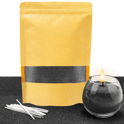 ALLAVA Kerzensand mit Docht, Kerzensand 400g mit 20 Docht 10cm, Perlenkerzen mit 20 Kerzendocht ohne Basis, Kerzen Sand, Pearled Candle, Wachsgranulat für Wachskerze Selber Machen (Schwarz) Schwarz 400g mit 20 Docht