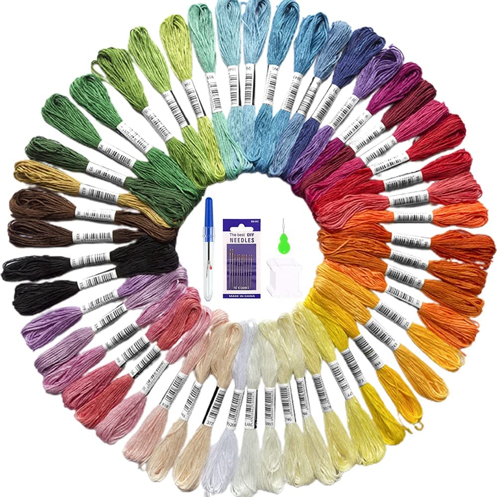 Newaner Stickgarn-Set - Faden in 50 Farben, zum selber sticken - 6 Stränge pro Garn, jeweils 8 m lang - Baumwollgarn für Stickbilder, Armbänder, zum Basteln(50 Farben) Angebot bei HelloDeals