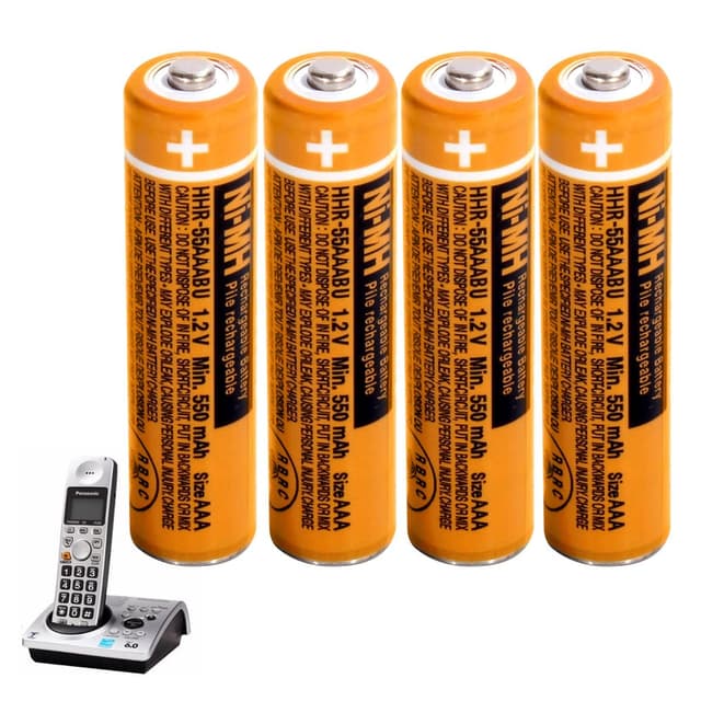 AAA Akku NiMH 550mah 1,2V für Panasonic 4 Stück Wiederaufladbare AAA NiMH Batterien für schnurlose Telefone HHR-55AAABU