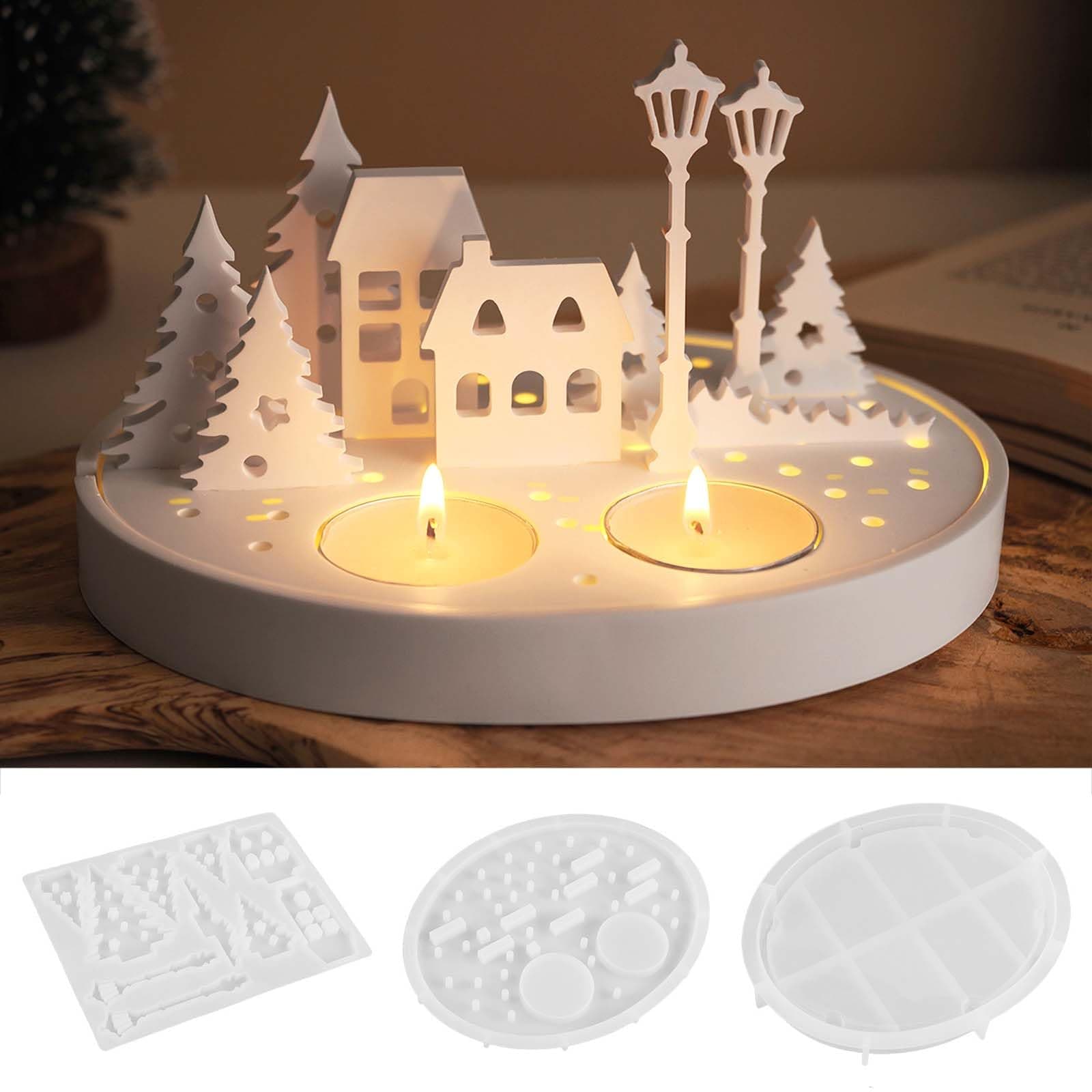 EPODA Silikonformen Gießformen Weihnachten, Gießformen Silikon Haus Weihnachten Kerzenhalter, Gussformen für Gips Epoxidharz Formen Gießform Tannenbaum DIY Duftkerzenherstellung Angebot bei HelloDeals
