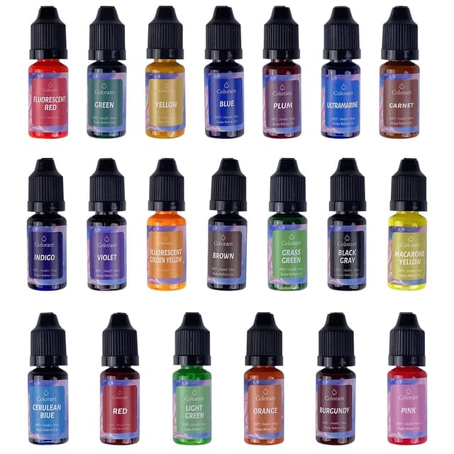 Gvolatee Kerzenfarben - 20 Farben Flüssig Kerzenfarbe für DIY Kerze, Kerzenherstellung - Hochkonzentriert Kerzenwachsfarbe Dye auf Gelwachs - je 10ml