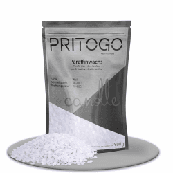 Pritogo Paraffinwachs Kerzenwachs für Kerzen zum Gießen (900g) weiß - Made in Germany - Wachs-Granulat Pastillen Vollraffiniert - Markenqualität 900 g