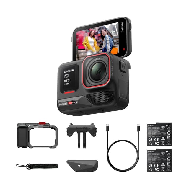 Insta360 Ace Pro 2 Xplorer Bundle Schiefergrau – wasserdichte 8K Action-Kamera mit Leica entwickelt, 1/1,3"-Sensor, Dual-KI-Chip, führende Schwachlichtleistung, bestes Audio, Doppel Akku Xplorer-Bundle Schiefergrau