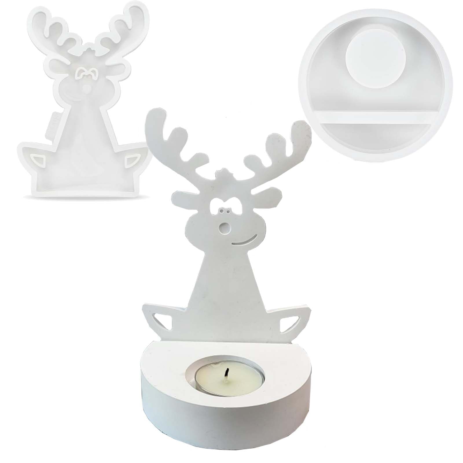 Silikonform Elch WISIRENT, Hirsch Gießforme Kerzenhalter mit Sockel, Gipsformen Zum Gießen Elch Weihnachten, Gießformen Weihnachten, Diy Elch Silikonform für Sojawachs Kerzen, Seife 1 Stück Hirsch Silikonform Kerzenhalter mit Sockel