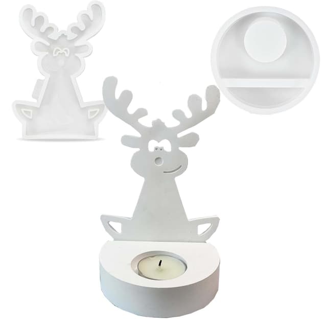 Silikonform Elch WISIRENT, Hirsch Gießforme Kerzenhalter mit Sockel, Gipsformen Zum Gießen Elch Weihnachten, Gießformen Weihnachten, Diy Elch Silikonform für Sojawachs Kerzen, Seife 1 Stück Hirsch Silikonform Kerzenhalter mit Sockel