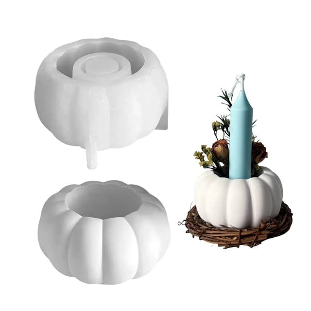 Kürbis Silikonformen Gießformen Kerzenhalter, 3D Halloween Kürbis Silikonform Kerzenhalter Silikon Gießformen Silikonform Herbst, DIY Halloween Thanksgiving Geschenk Herbstdeko (Kürbis 01)