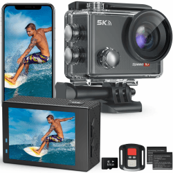 Hiicam Speed 10 Action Cam, 5K30FPS 30MP Actioncam 40M Unterwasserkamera Wasserdicht WiFi 170°Ultra Weitwinkel EIS Actionkameras Zoom 5X mit Fernbedienung und 2x1350mAh Akkus 64GB Speicherkarte(sp10) SP10V1 Angebot bei HelloDeals