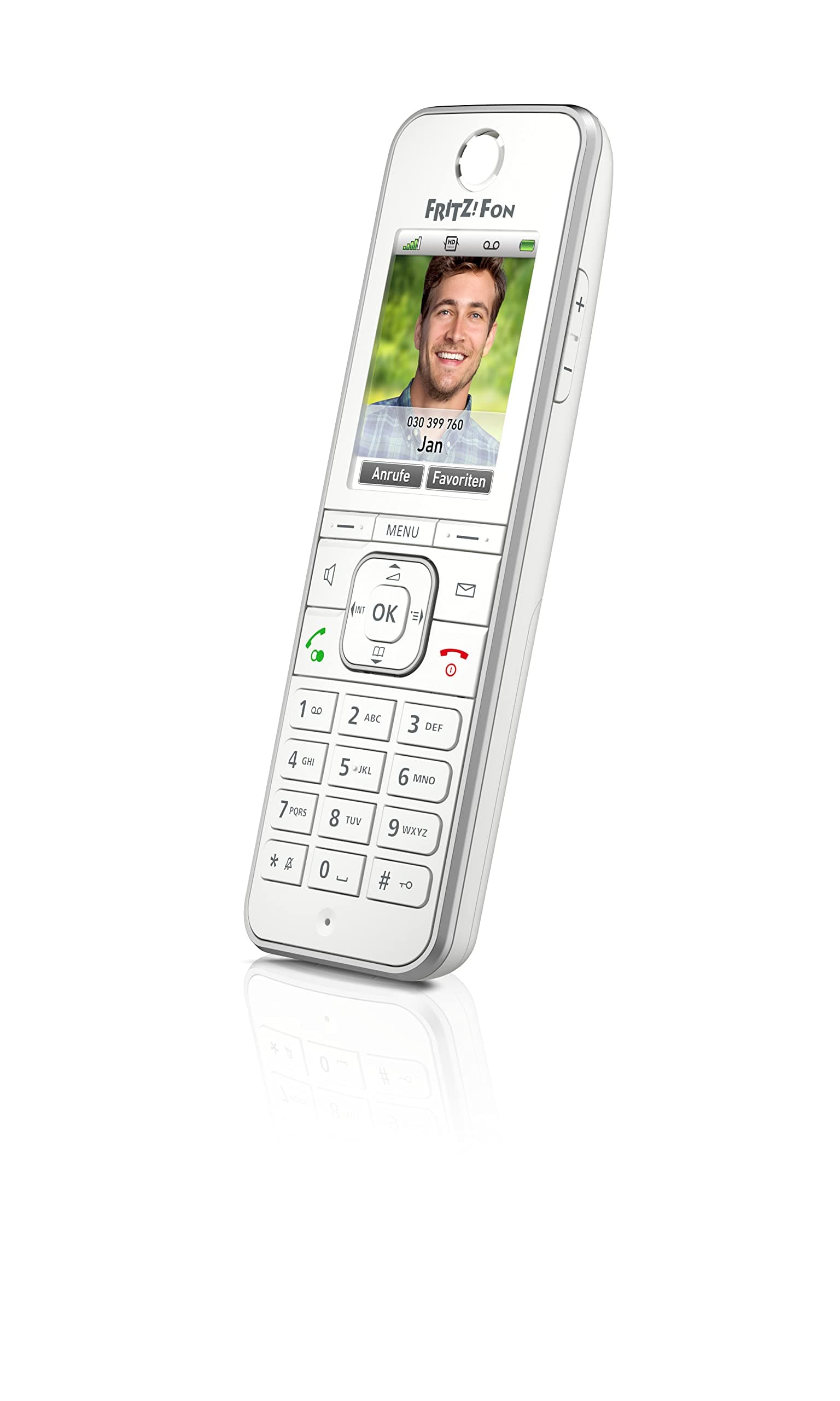 FRITZ!Fon C6 DECT-Komforttelefon (hochwertiges Farbdisplay, HD-Telefonie, Internet-/Komfortdienste, Steuerung FRITZ!Box-Funktionen) weiß, deutschsprachige Version Single