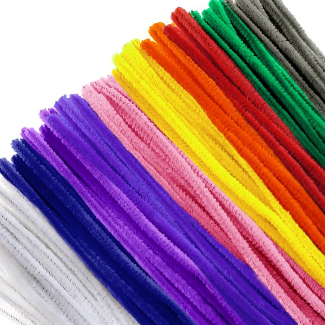 TOAOB Pfeifenreiniger Bunt zum Basteln 100 Stück Chenilledraht Pfeifenputzer Lang 30 cm X 6mm Pipe Cleaner Basteln für DIY Handwerksprojekte Rot/Grün/Weiß/Rosa/Gelb/Lila/Orange/Grau 100
