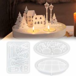 TZEKING 3 Stück Silikonformen Gießformen Häuser Baum, 3D Silikonformen Gießformen,Kerzenhalter Häuser Straßenlaterne Silikonform Baum,Silikon Gießform für Handwerk Weihnachtsbaum Haus Straßenlaterne-3 Angebot bei HelloDeals