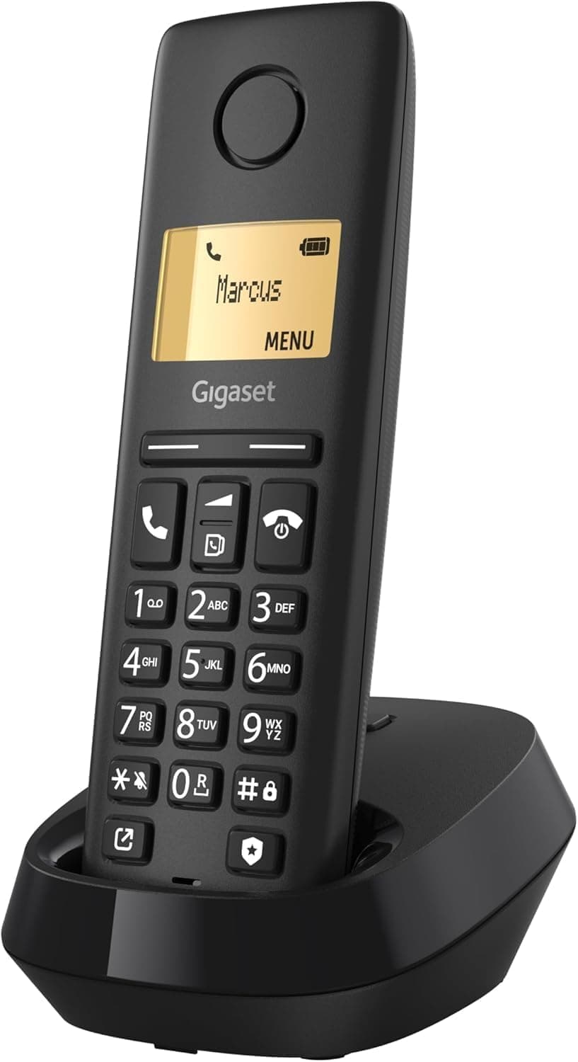Gigaset Pure 120 - Schnurloses Telefon mit Anrufschutz und ECO DECT - beleuchtetes Display - Hörgerätekompatibel, anthrazit schwarz [Kompatibel in DE, IT, FR, NL, BE, Che, AUT] 1 Telefon