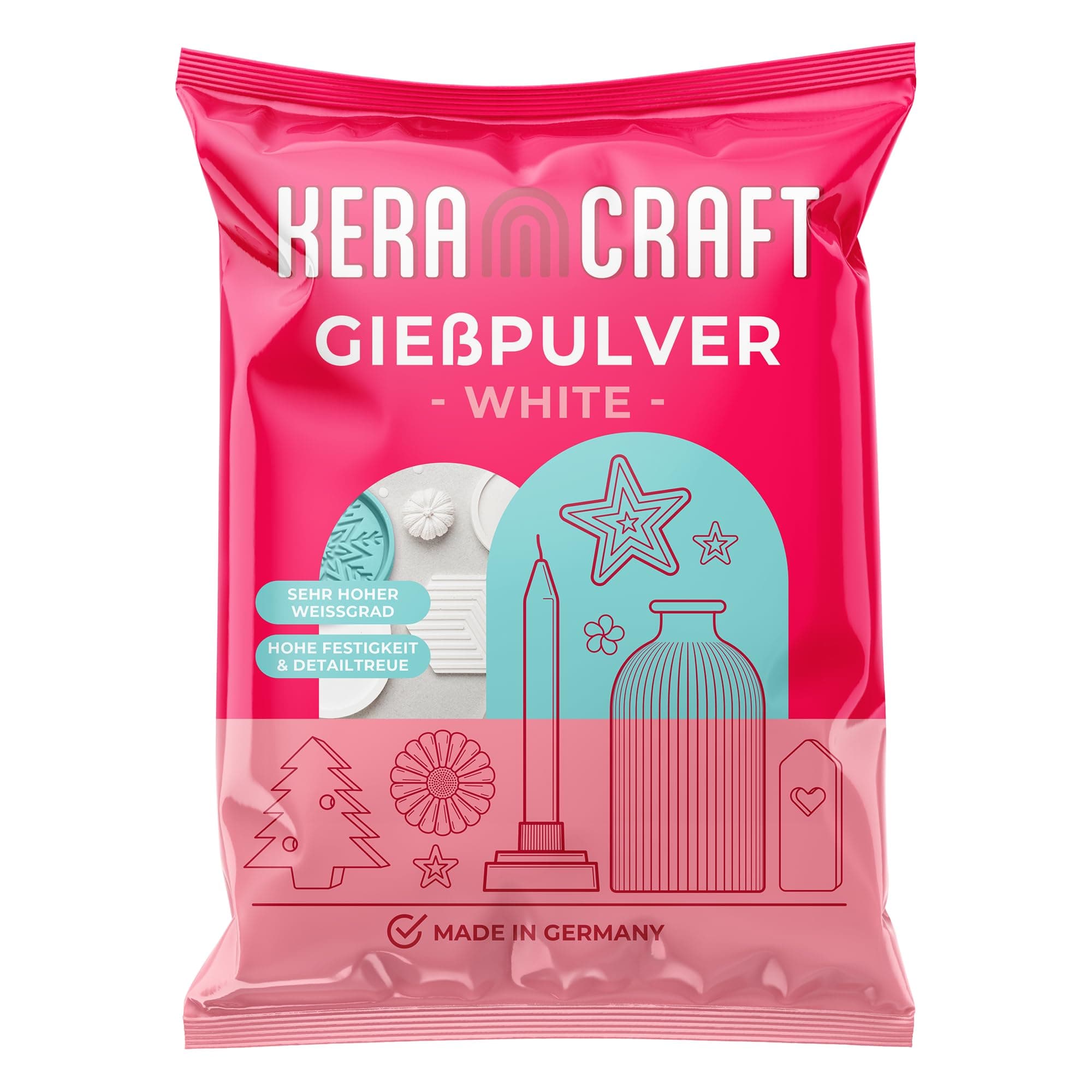 Keracraft Gießpulver weiß 1kg - Reliefgießpulver weiß für kreative Projekte