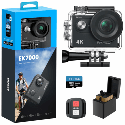 AKASO EK7000 Action Cam 4K30FPS mit 64GB microSDXC Speicherkarte Unterwasserkamera 170°Ultra Weitwinkel Full HD Sportcamera mit 2 Zoll LCD Bildschirm 2.4G Fernbedienung Angebot bei HelloDeals