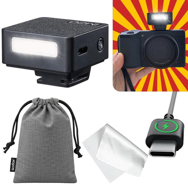 Godox Blitz IM20 Mini Kamerablitz Blitzgerät, Manueller Flash Speedlite, 5 Leistungsstufen, 440 Blitze bei voller Leistung, Kompatibel mit Ricoh GR III RG iii X, Canon Sony Nikon Fujifilm Pentax Schwarz