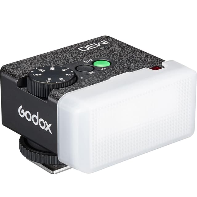 Godox iM30 Mini-Blitzgerät, Godox KameraBlitz mit Diffusor für Canon, Nikon, Sony, Fuji, Olympus Single-Contact Hotshoe Kameras, Speedlite GN15, 7-stufige Leistungsanpassung, 230 Blitze iM30 mit Diffusor