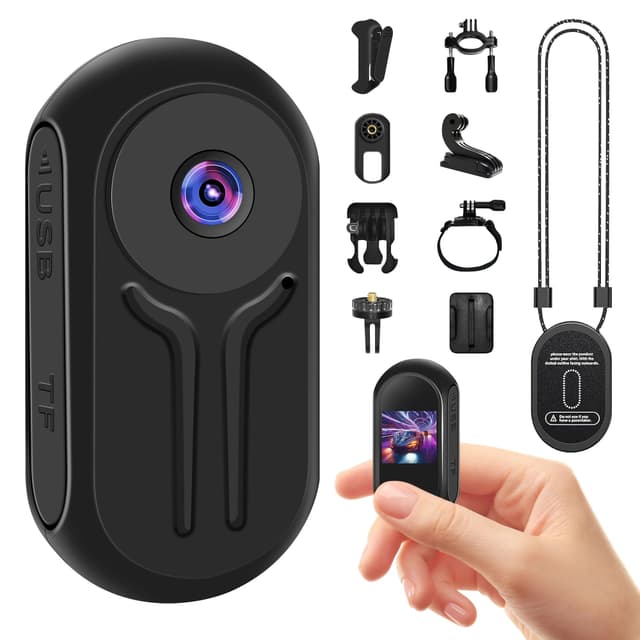 NinjaCam 360° Mini Action Cam, 1080P Wearable Actionkameras, Bodycam Körperkamera, Motorrad Sportkamera mit Multifunctional Accessories, Mini POV Camera, Actioncam für Abenteuer