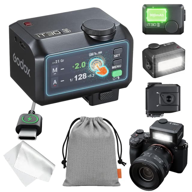 GODOX IT30PRO S Kamera Blitz, IT30 PRO S Mini Blitzgeräte, TTL HSS 1/8000s Flash, Kompatibel mit Sony Alpha A9 III a7III a7CII a7IV a7C a7RV a7 a7SIII a6700 a6400 a6600 ZV-E10 II ZV1 a6100 (Schwarz)