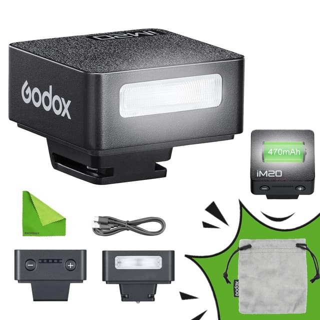 Godox IM20 Camera Flash - Godox im20 Mini Flash -Handbuch 440 Full -Power -Blitze/3s Recycle Times/5 Power Level, Kamera Flash für Sony Zve10/Sony Zv1/Sony A7III/Ricoh gr3/fujifilm f1 Black