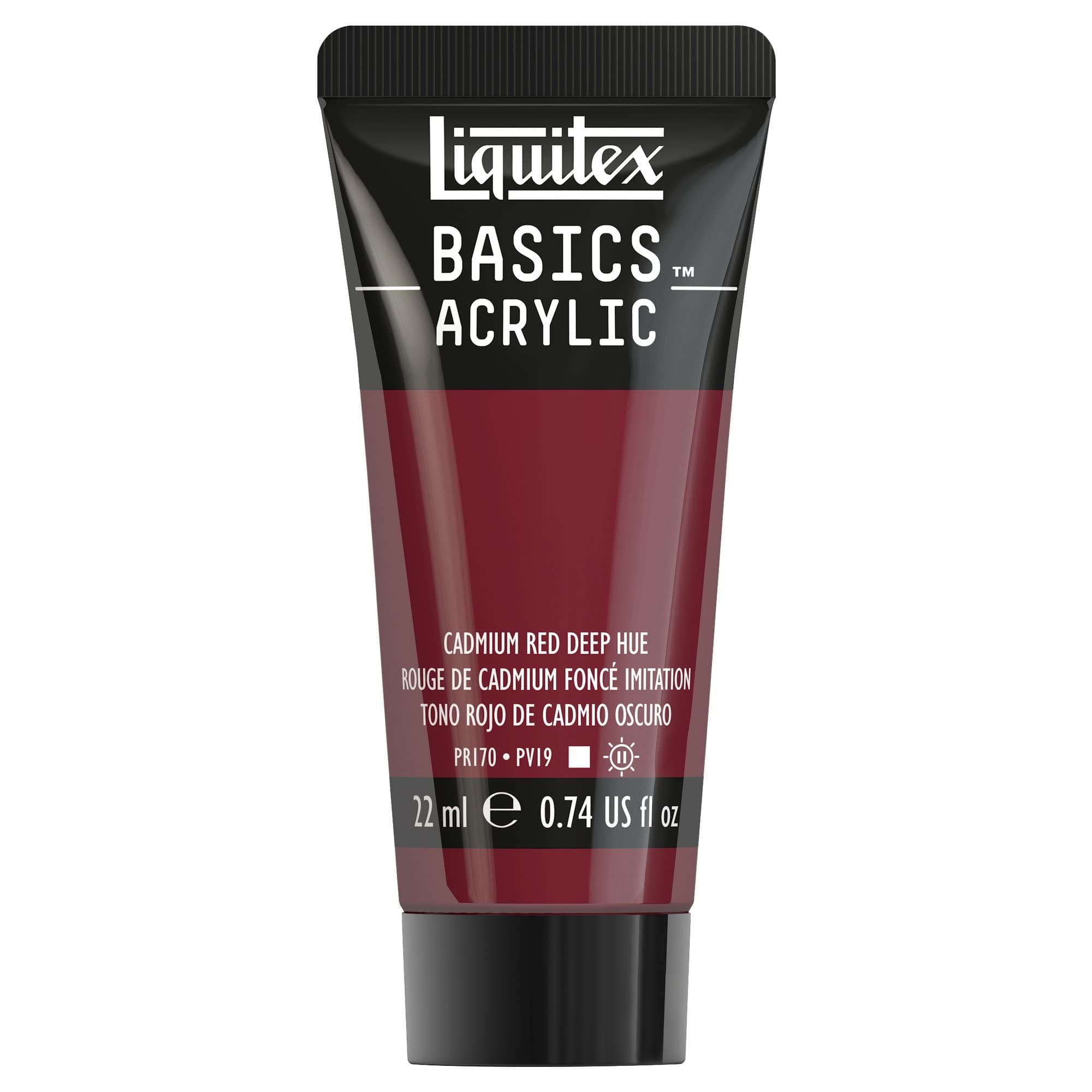 Liquitex 8870449​ Basics Acrylfarbe - Kadmiumrot Dunkel Farbton​, 22ml Tube, lichtecht, wasserfest, zum Malen und Dekorieren von Holz, Metall, Keramik, Kunststoff, Leinwand Acrylfarben - 22 ml Kadmiumrot Dunkel Farbton