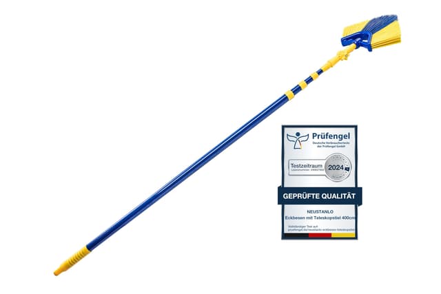Neustanlo | Eckbesen Set 4 m | Spinnenfeger Dreiecksbesen mit Teleskopstiel | farblich Sortiert | ideal zur Reinigung von hohen Decken und Ecken 4 Meter Eckbesen Set