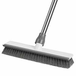 Mitclear Boden-Scheuerbürste mit Langem Stiel(128cm), 2-in-1 Bodenschrubber mit steifen Borsten und Gummiabzieher, Bodenbürste für die Reinigung von Fliesen, Küche, Bad, Dusche, Terrasse, Garage