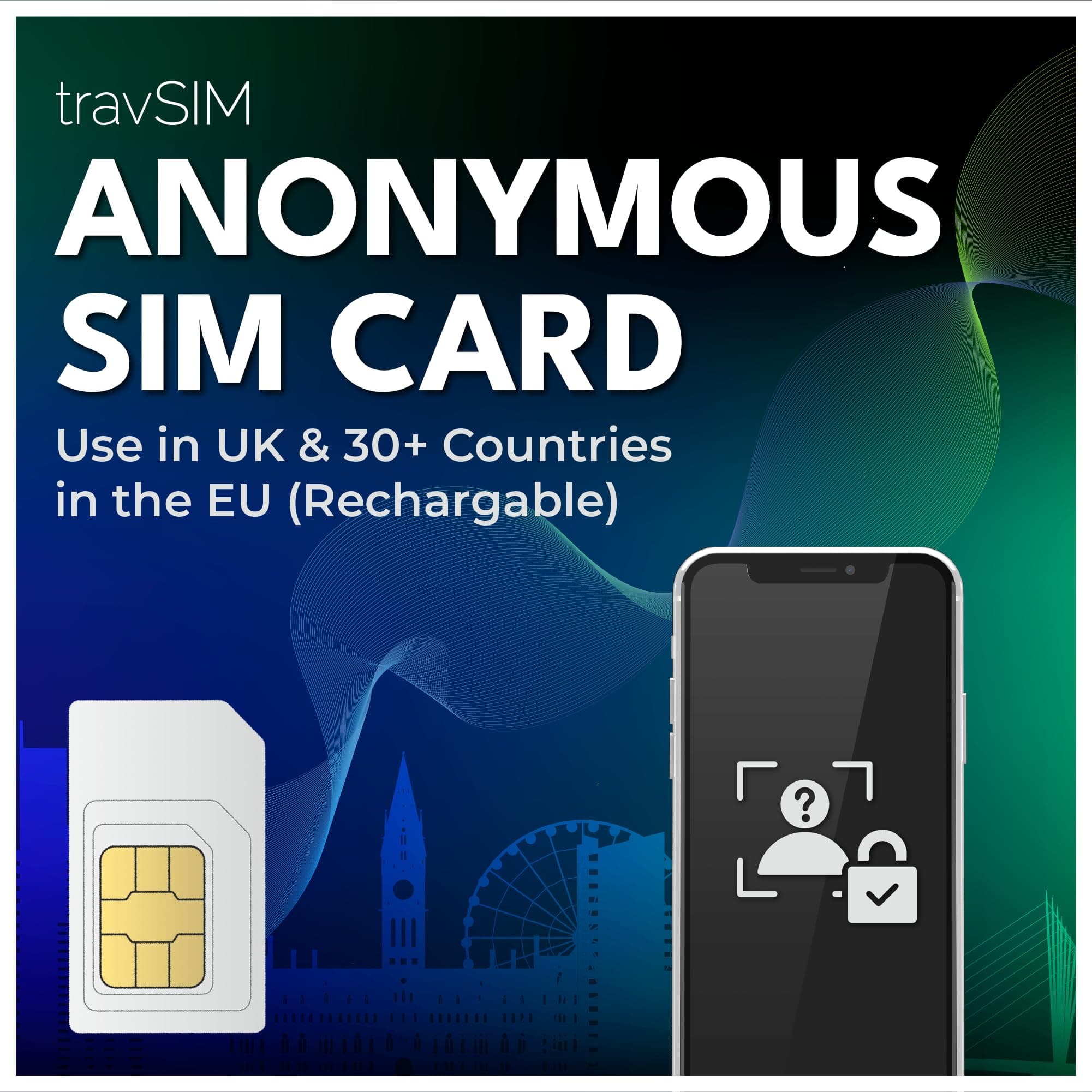 travSIM Anonyme SIM-Karte | Bereits aktiv | Kann in Großbritannien und 30+ EU-Ländern verwendet Werden | 100% Prepaid | Kaufen Sie einen Plan separat | SIM wiederaufladbar 0GB