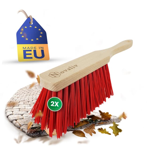 Novaliv 2X ELASTON Handfeger Draußen Handbesen Holz Kehrwisch Industriehandfeger Auto Schneebesen Holz Hand Brush Handfeger Grob Handfeger Camping Besen Vorzeltteppich Wohnwagen Feger Straße Handfeger 2