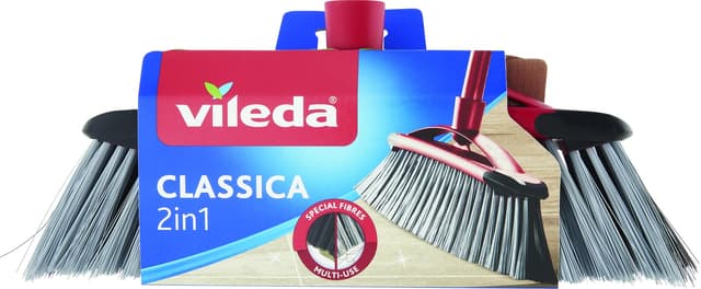 Vileda 2-in-1 Zimmer-Besen Classica - Ersatzkopf für Besen mit Stiel ideal für die Aufnahme von Staub und Haaren, Grau