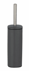 WENKO Stand WC-Garnitur Mod. Alassio, geschlossener Bürstenhalter inkl. WC-Bürste, auswechselbarer Bürstenkopf Ø 8,5 cm in Schwarz, aus lackiertem Stahl, 9,3 x 39,2 x 9,3 cm, Grau matt