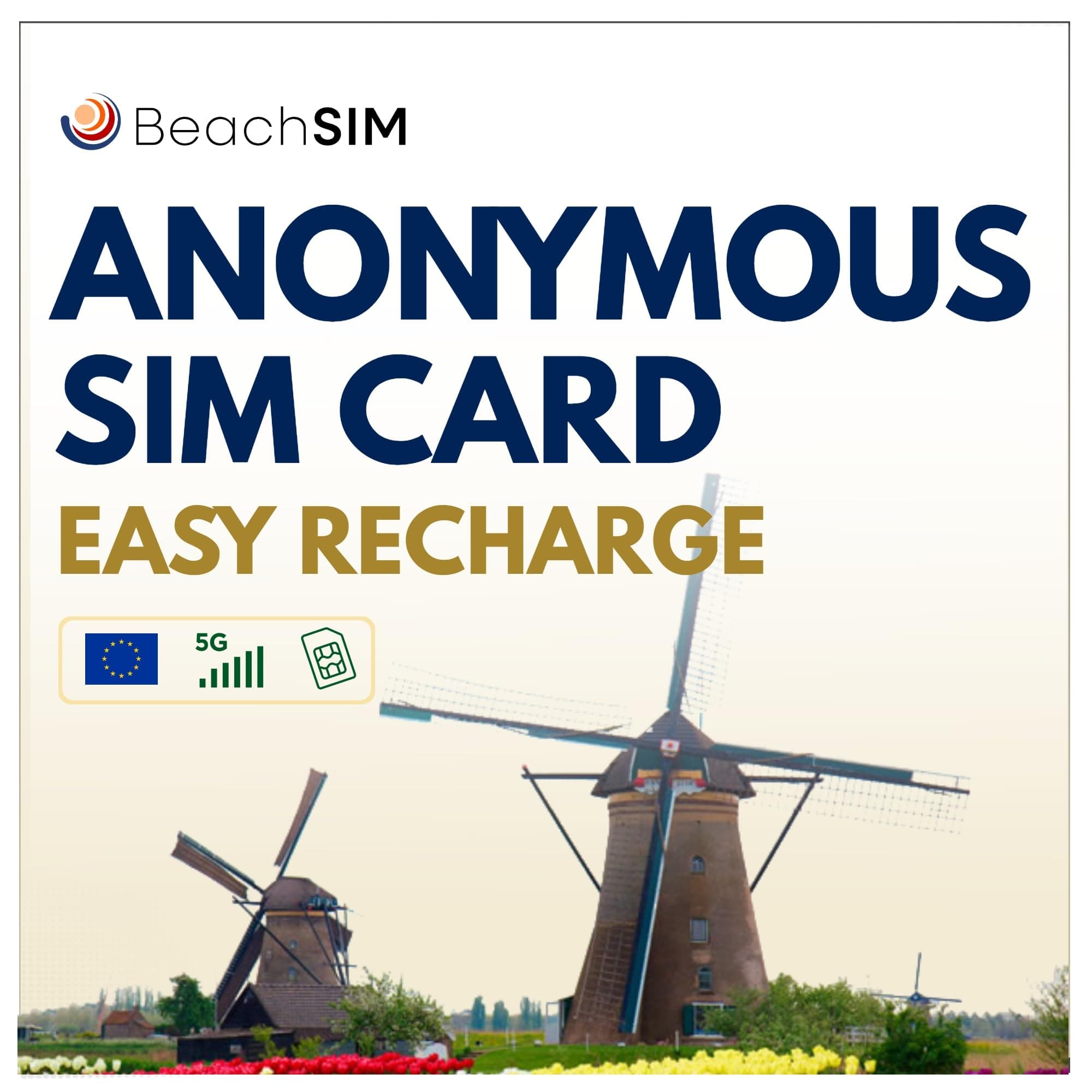 BeachSIM Niederlande anonyme Prepaid SIM-Karte Holland Lebara No credit (SMS reception possible)