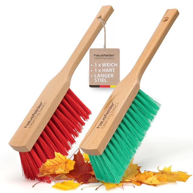 Hausfelder Handfeger 2er Set, Handbesen, Kehrbesen für Garten & Outdoor, mit harten Kunststoffborsten, Kleiner Besen für draußen