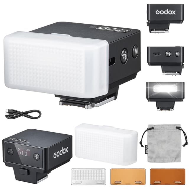 Godox iT20-S iT20 S Kamerablitz Speedlite mit Weißem Diffusor 6 Leistungsstufen 700 Blitze Bei Voller Leistung TTL 1,5s Blitzwiederholzeit Camera Flash mit Magnetischem Farbchip für Sony DSLR(Schwarz) IT20-S black