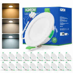 HOMEOW 20er Set LED Einbaustrahler 230V, 5W 400LM LED Spot 68mm - 78mm Lochmaß, IP44 Warmweiß Neutralweiß Kaltweiß Deckenspots, 24mm Ultra Flach Einbauleuchten für Badezimmer Küche