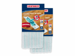 Leifheit 2er Set Wischbezug Clean Twist M Ergo Micro Duo, für alle glatten Böden, Bodenwischer Ersatzbezug mit 2-Faser-System für ideale Schmutzaufnahme, Mikrofaser Bezug für Fliesen und Laminat 2er Set Allrounder Ergo 2.0